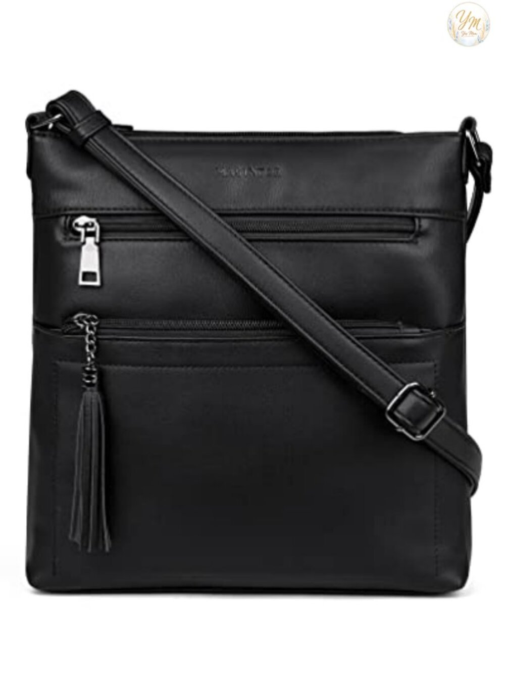 Vegan PU Leather Crossbody Bag Multi Pocket Adjustable Strap Everyday Purse